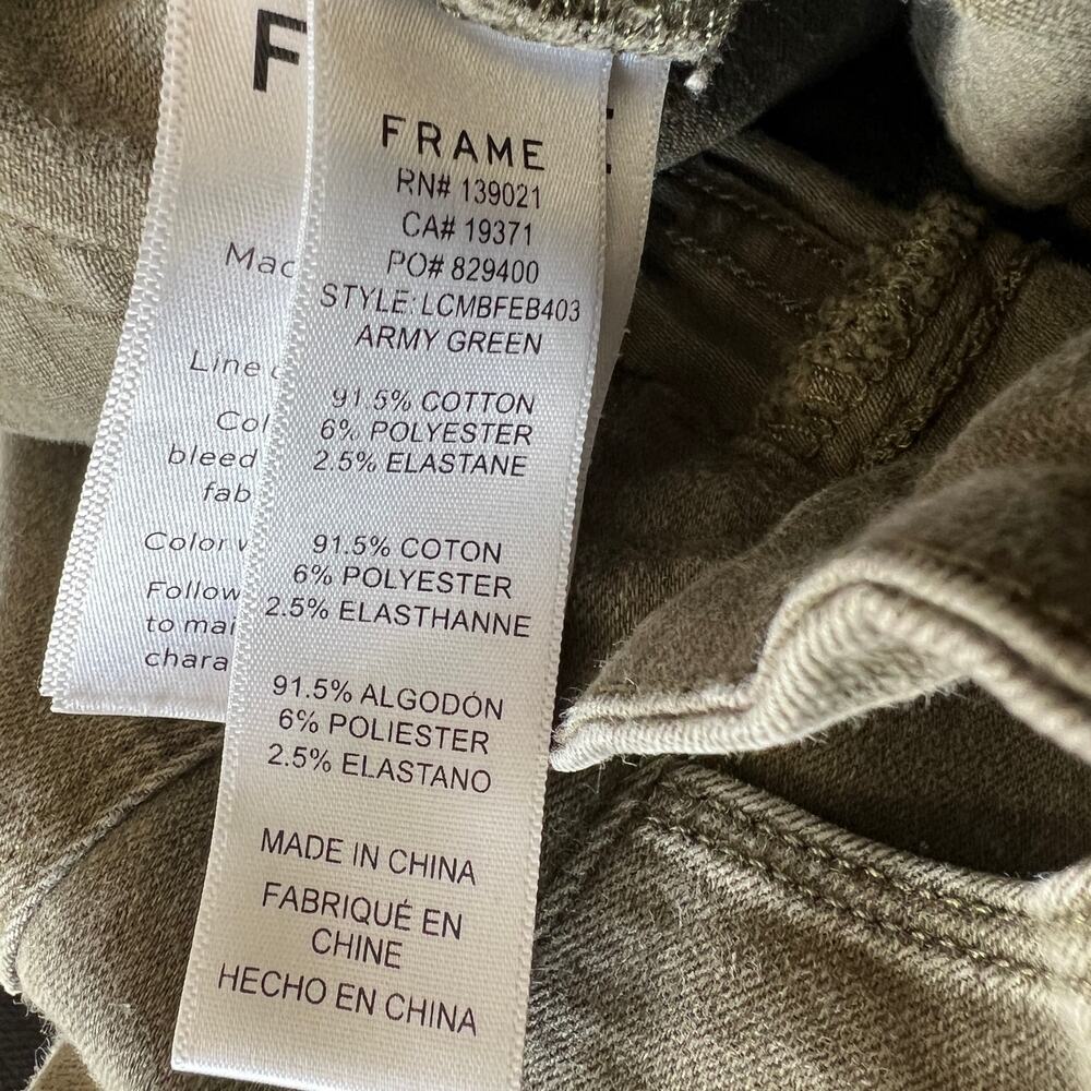 Frame Le Crop Mini Boot Jeans Army Green High Rise Stretch Denim 24 Kick Flare - Picture 12 of 13